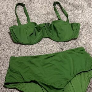 CUUP Green Underwire Bikini Top and High Waist Bottoms
